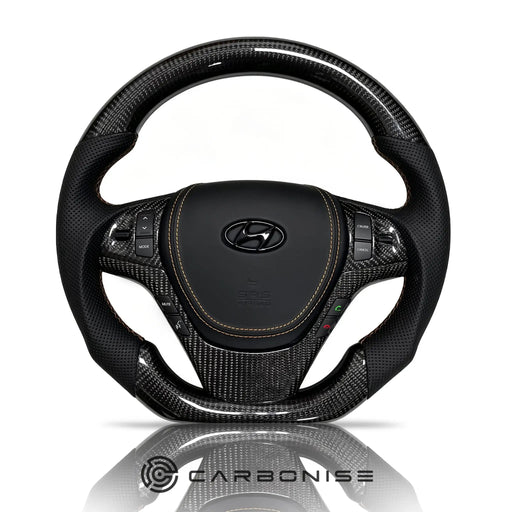 Hyundai Steering Wheel (Carbon Fiber+Perforated Leather) #01 by CARBONISE