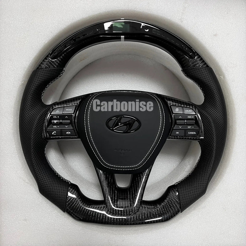 Hyundai Steering Wheel (Carbon Fiber+Perforated Leather)#02 by CARBONISE