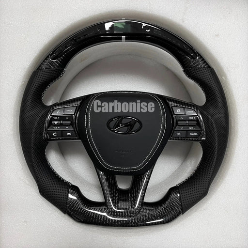 Hyundai Steering Wheel (Carbon Fiber+Perforated Leather)#02 by CARBONISE