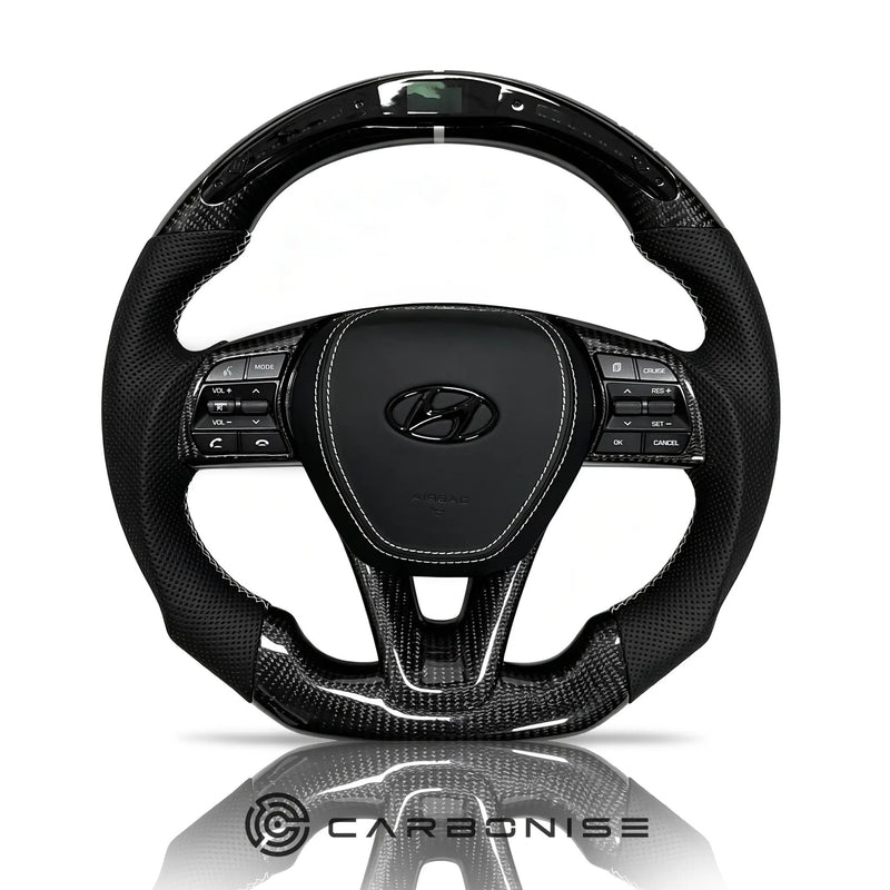 Hyundai Steering Wheel (Carbon Fiber+Perforated Leather)#02 by CARBONISE