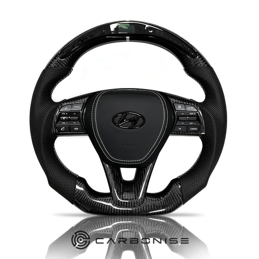 Hyundai Steering Wheel (Carbon Fiber+Perforated Leather)#02 by CARBONISE