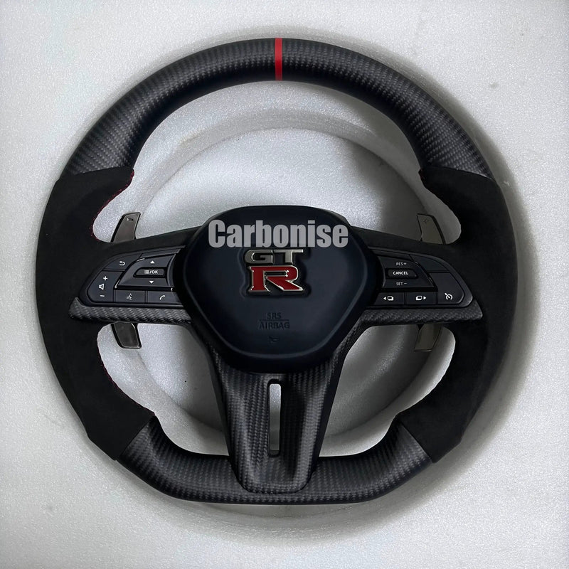 Nissan GTR Steering Wheel (Matte Carbon Fiber+Perforated Leather) @1 by CARBONISE