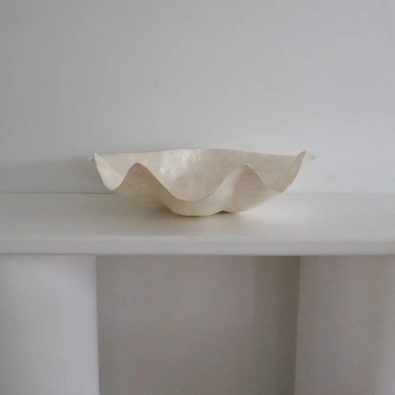 Inkah Limited Pearl Clam Shell Resin Bowl Centerpiece Decor Two Size Options Pearl Clam Shell Resin Bowl Centerpiece Decor