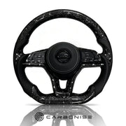 Nissan Steering Wheel (Forged Carbon Fiber+Perforated Leather) by CARBONISE