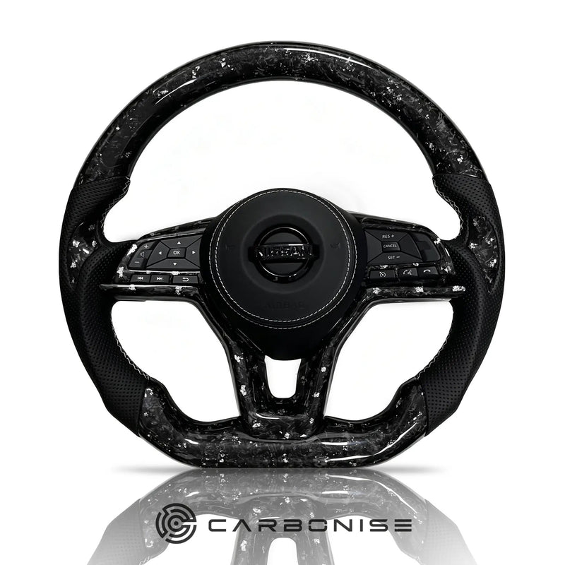 Nissan Steering Wheel (Forged Carbon Fiber+Perforated Leather) by CARBONISE