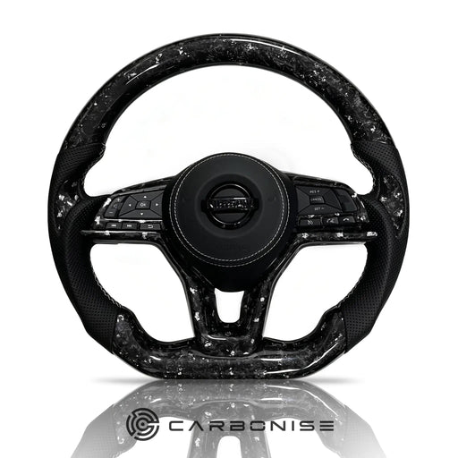 Nissan Steering Wheel (Forged Carbon Fiber+Perforated Leather) by CARBONISE