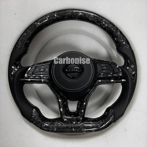 Nissan Steering Wheel (Forged Carbon Fiber+Perforated Leather) by CARBONISE