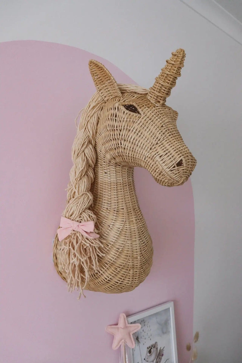 Rattan Unicorn wall mount by Inkah Limited