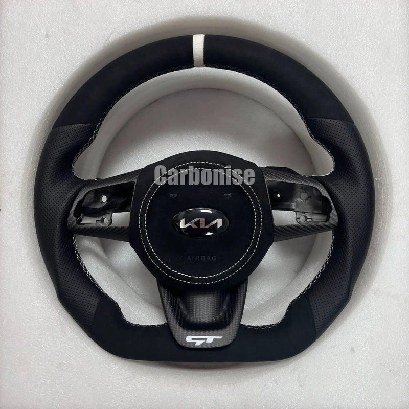 Kia Steering Wheel (Alcantara+Perforated Leather) #02 by CARBONISE