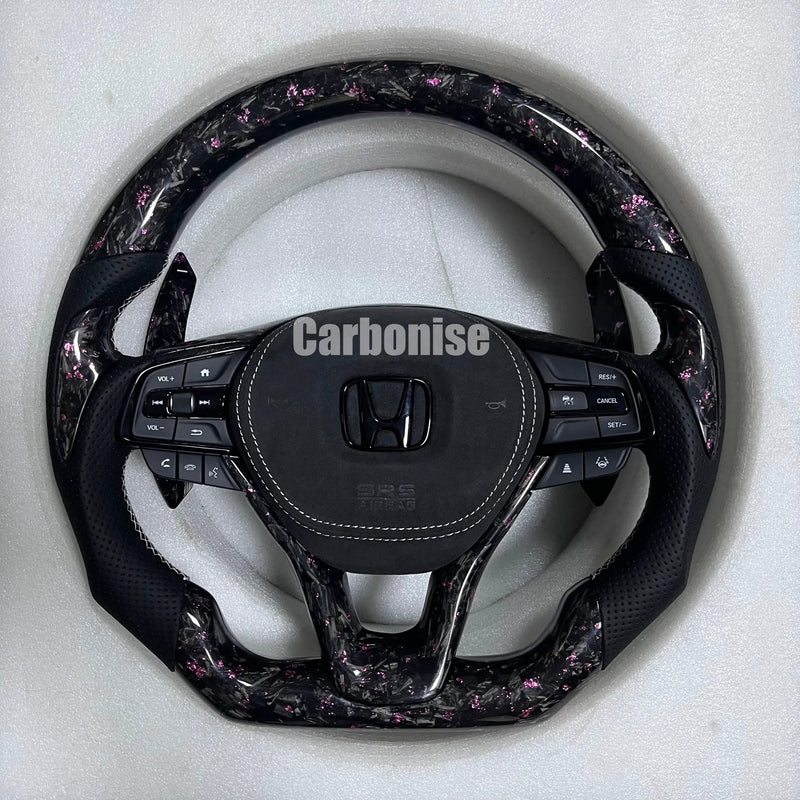Honda Steering Wheel (Forged Carbon Fiber+Smooth Leather)@12 by CARBONISE