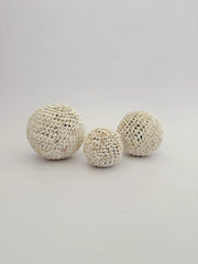 Inkah Limited Natural White Shell Ball Trio Set For Coastal Decor Natural White Shell Ball Trio Set For Coastal Decor