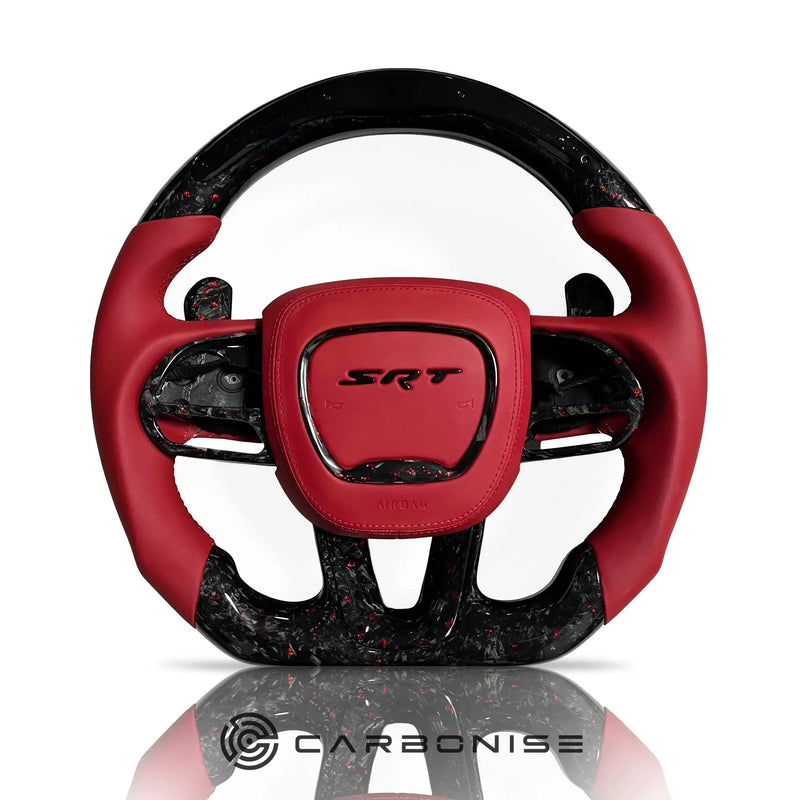 Dodge Steering Wheel(Forged Carbon Fiber+Smooth Leather) #06 by CARBONISE