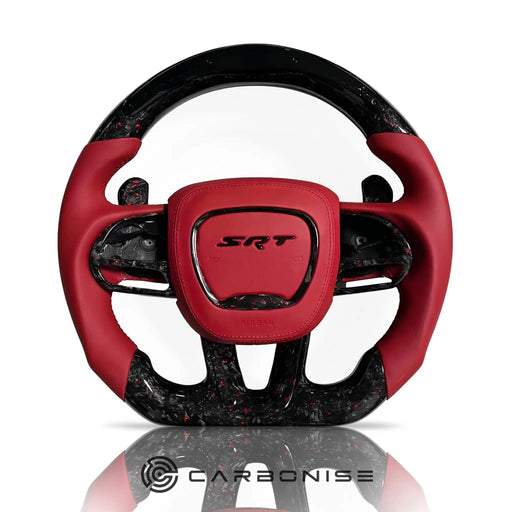Dodge Steering Wheel(Forged Carbon Fiber+Smooth Leather) #06 by CARBONISE