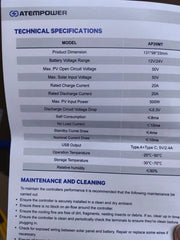 Atem Power 20A MPPT Solar Charge Controller Solar Panel Battery Regulator by salelink.co.nz