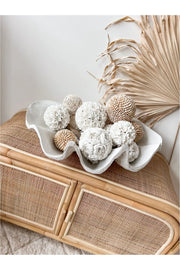 Inkah Limited White Shell Ball Decor Set Small Medium Large Coastal Accent White Shell Ball Decor Set Coastal Orbs Small Medium Large