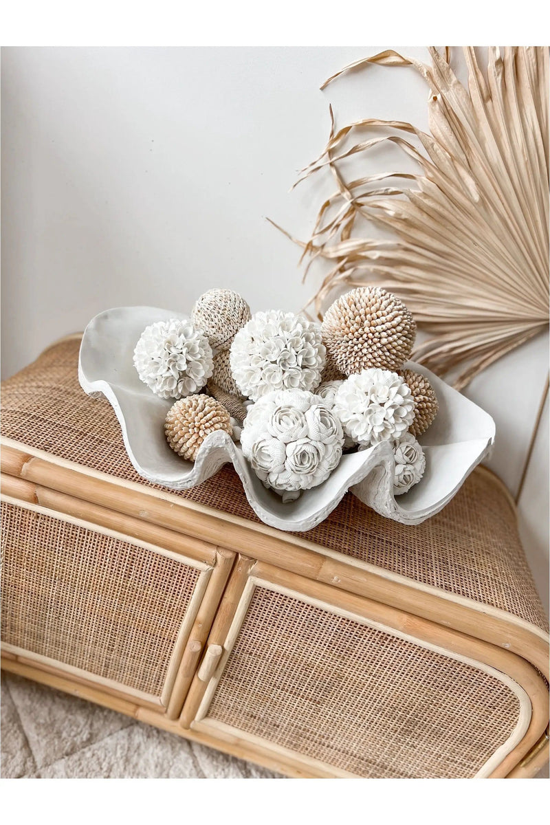 Inkah Limited White Shell Ball Decor Set Small Medium Large Coastal Accent White Shell Ball Decor Set Coastal Orbs Small Medium Large