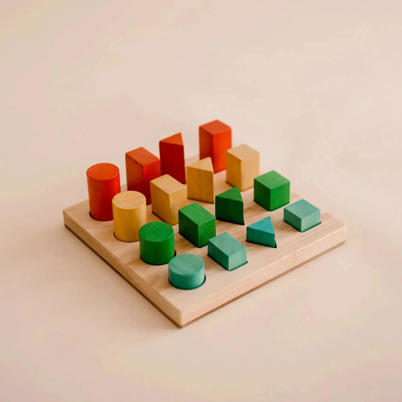 Wooden Shape and Size Sorting Board - QToys | Wooden Toy NZ by Curious Moonbeam