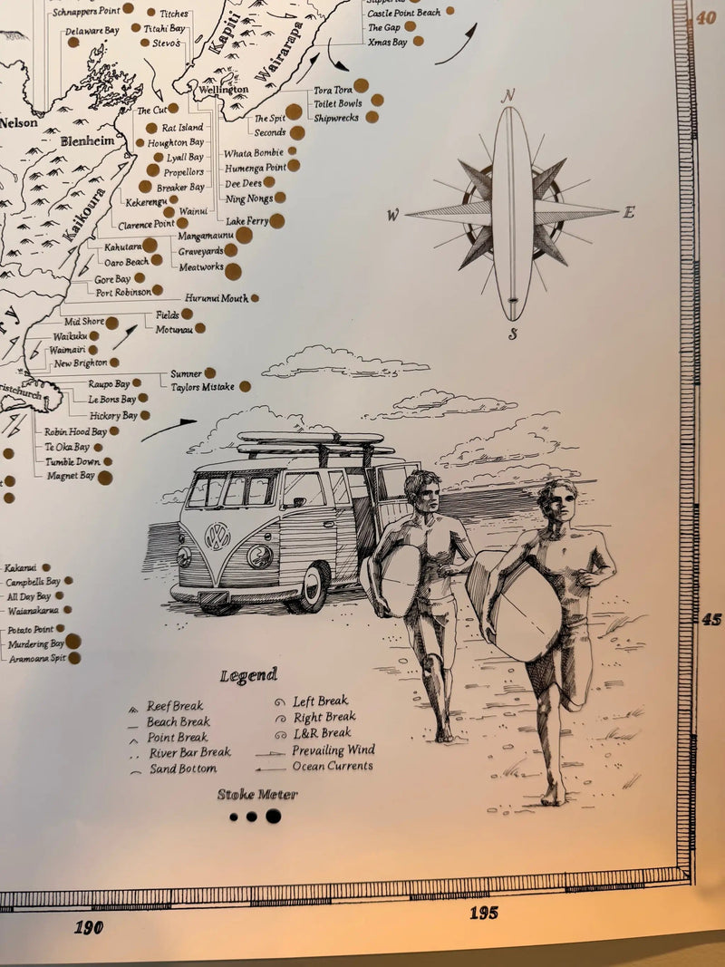 NZ Surf Quest Map by Moana SUP and Surf