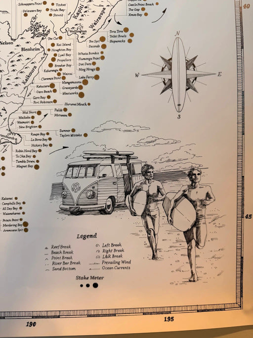 NZ Surf Quest Map by Moana SUP and Surf