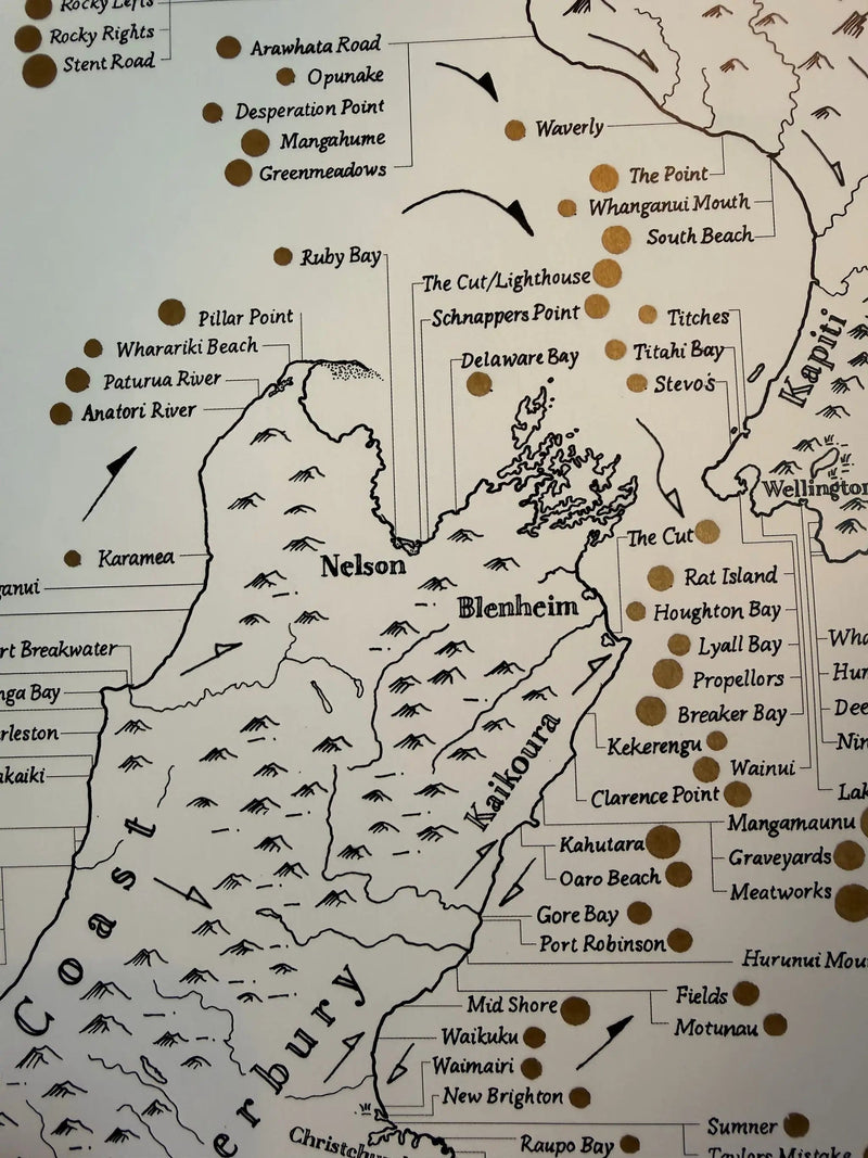 NZ Surf Quest Map by Moana SUP and Surf