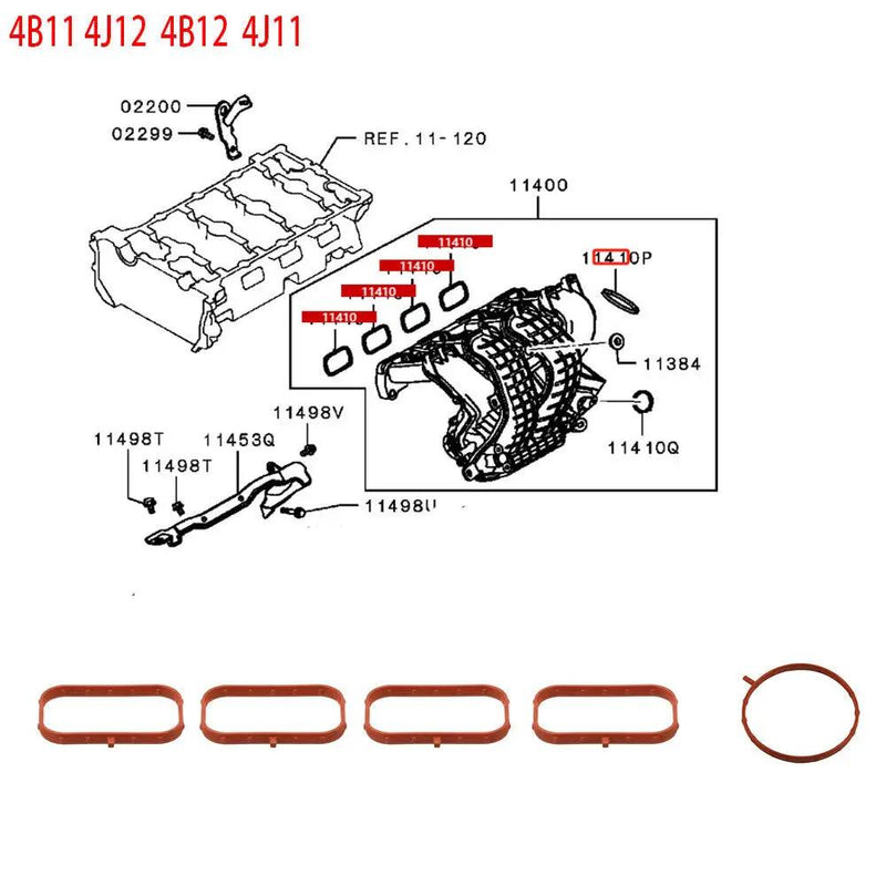 1542A133 1542A134 1542A048 4B10 4B12 Engine Intake Manifold Sealing RingFor Outlander ASX GA2W CW4W CW5W CY4A GF7W GF8W GK2W by JBH AUTO PARTS