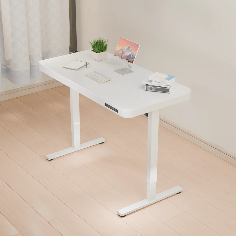 ErgoLift Single Motor Sit Stand Desk with Drawer White 1.2m by sue-e furniture
