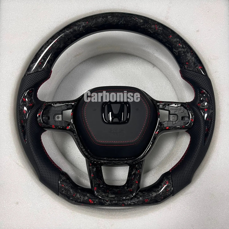 Honda Steering Wheel (Forged Carbon Fiber+Perforated Leather) @8 by CARBONISE