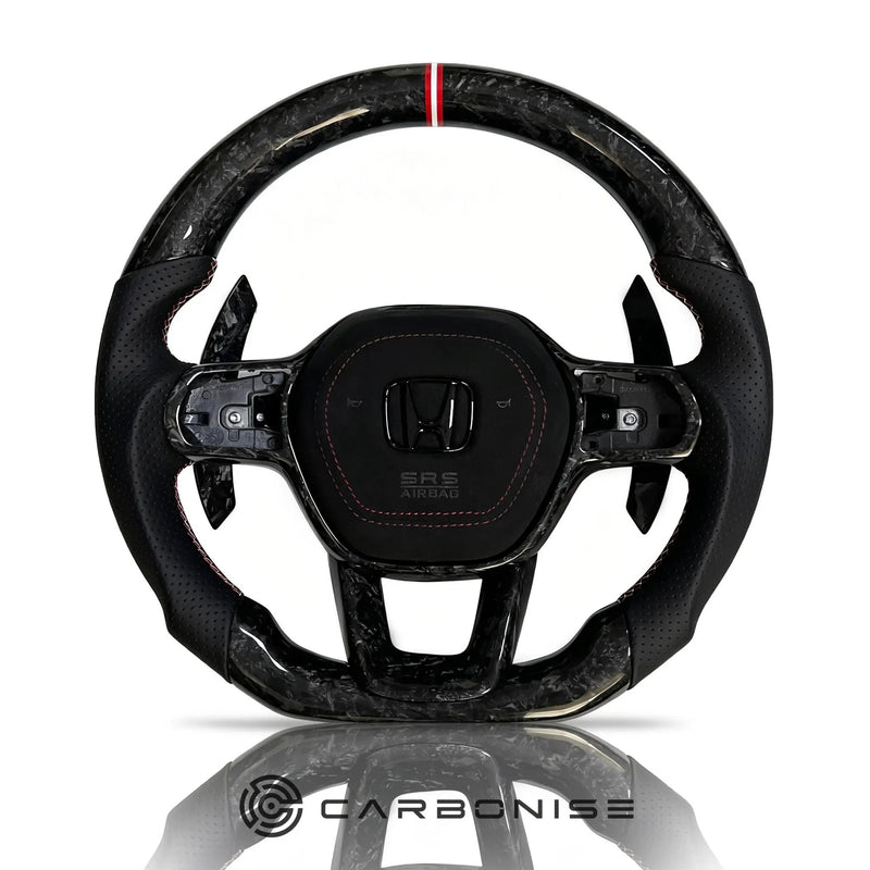 Honda Steering Wheel (Forged Carbon Fiber+Perforated Leather) @7 by CARBONISE