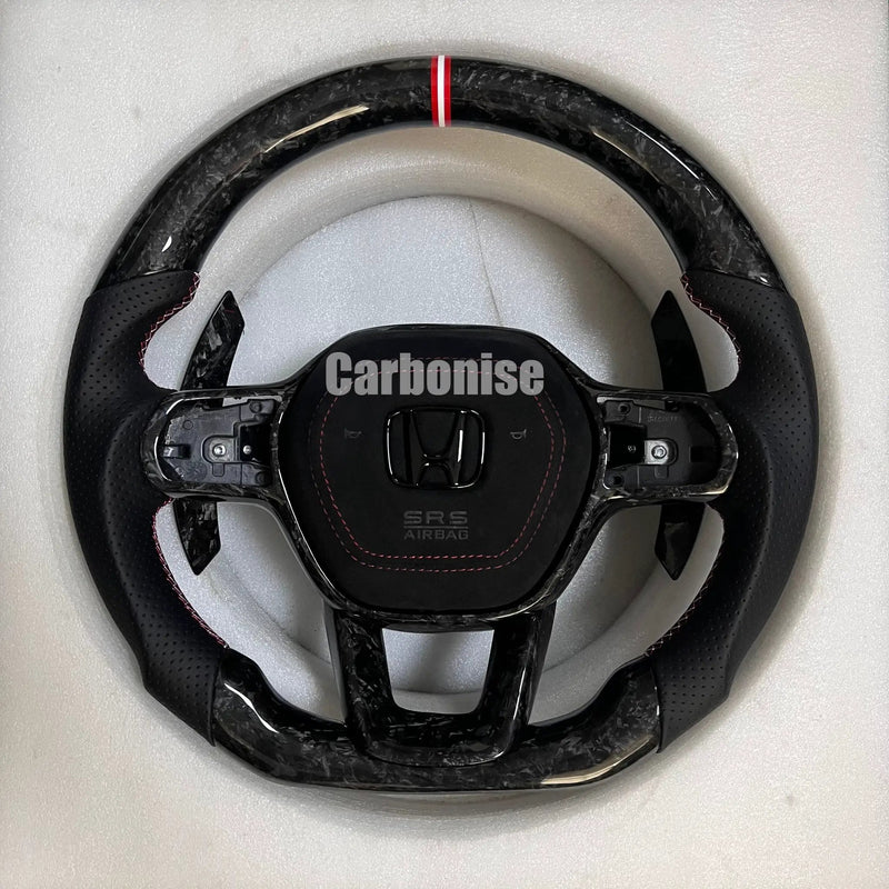 Honda Steering Wheel (Forged Carbon Fiber+Perforated Leather) @7 by CARBONISE
