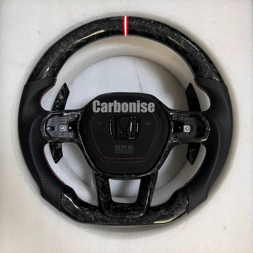 Honda Steering Wheel (Forged Carbon Fiber+Perforated Leather) @7 by CARBONISE