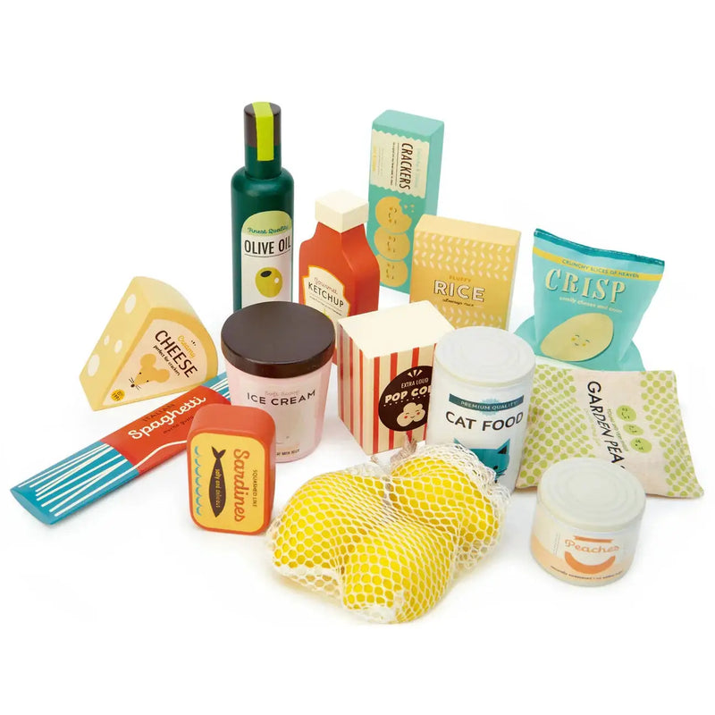 Wooden Supermarket Grocery Set - Tender Leaf Toys | Play Food by Curious Moonbeam