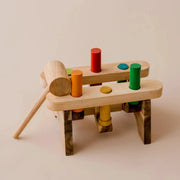 Wooden Pound A Peg Bench - QToys | Montessori Wooden Toy NZ by Curious Moonbeam