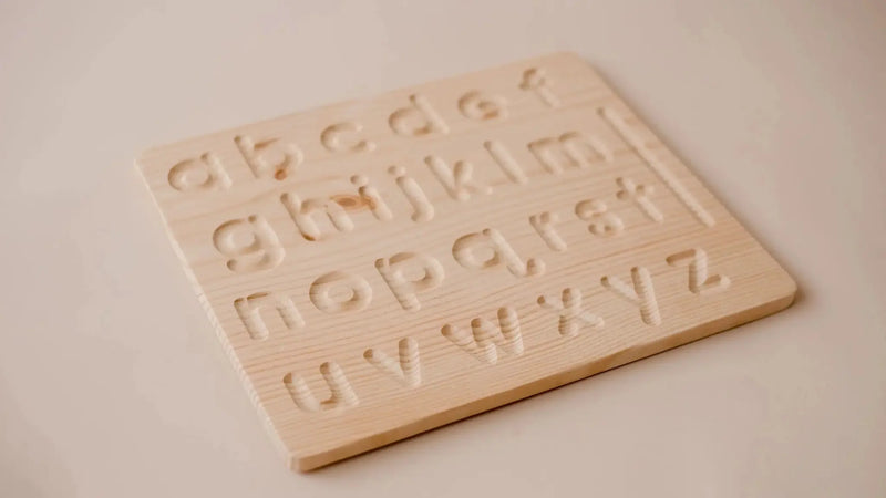 Wooden Lower Case Letter Tracing Board - QToys | Montessori Toy NZ by Curious Moonbeam