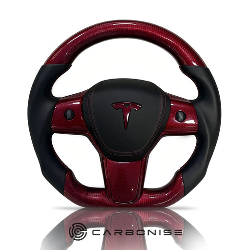 Tesla Steering Wheel (Carbon Fiber+Smooth Leather)#06 by CARBONISE