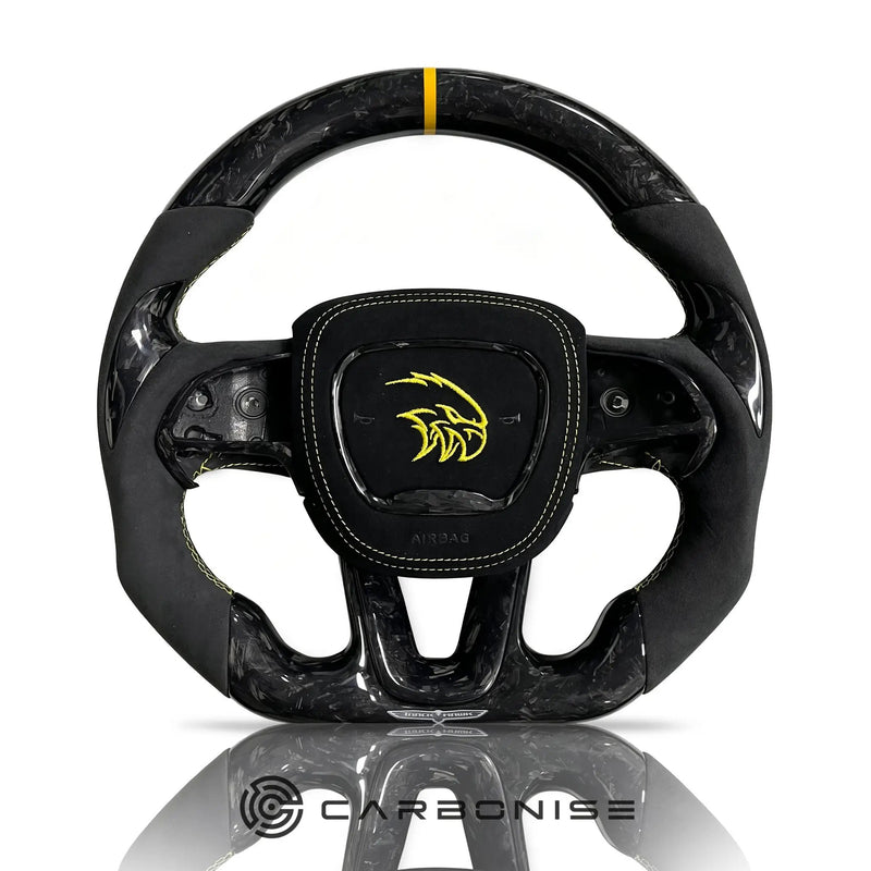 Dodge Steering Wheel(Forged Carbon Fiber+Alcantara) #08 by CARBONISE