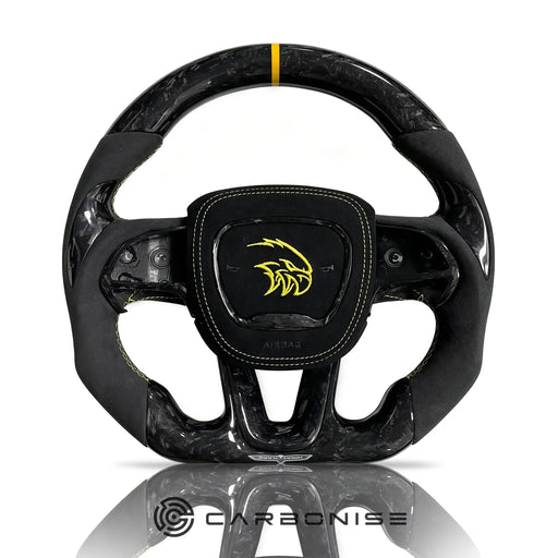 Dodge Steering Wheel(Forged Carbon Fiber+Alcantara) #08 by CARBONISE