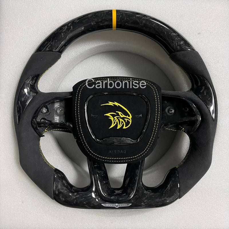 Dodge Steering Wheel(Forged Carbon Fiber+Alcantara) #08 by CARBONISE