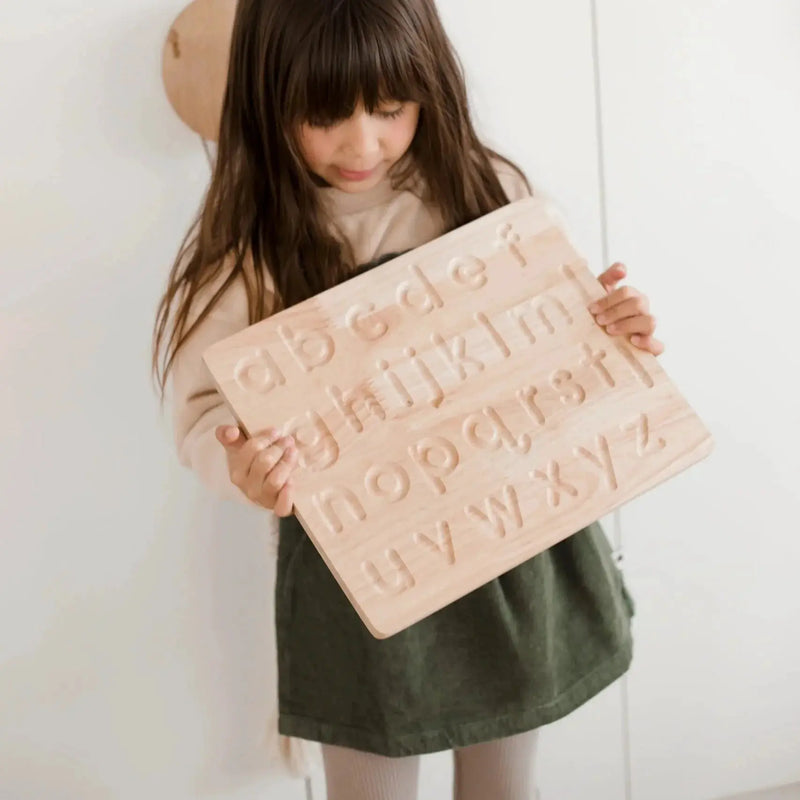 Wooden Lower Case Letter Tracing Board - QToys | Montessori Toy NZ by Curious Moonbeam