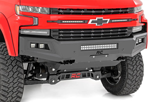 High Clearance Front Bumper LED Lights & Skid Plate Chevy Silverado 1500 (19-22) by Magwarehouse.com