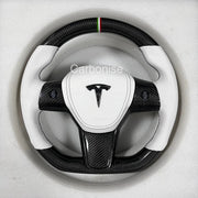 Tesla Steering Wheel (Carbon Fiber+Perforated Leather) #07 by CARBONISE
