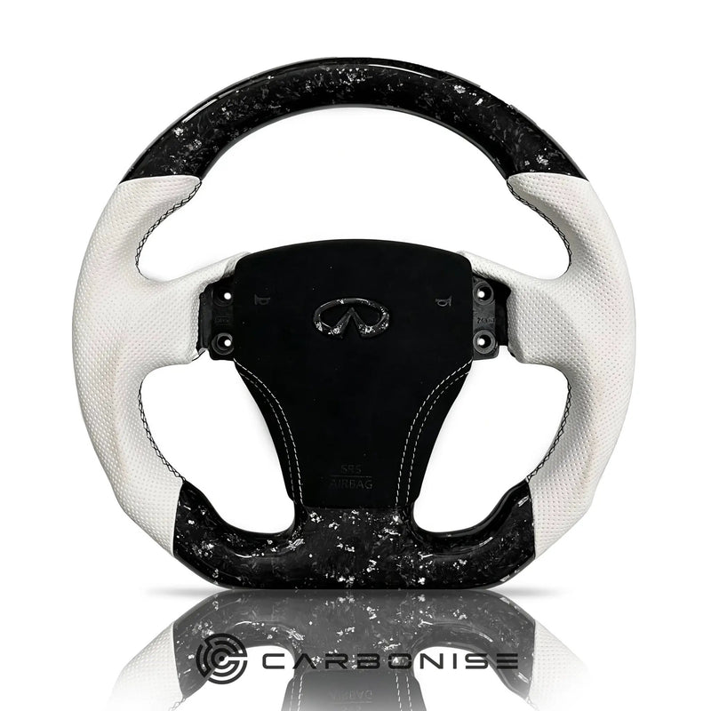 Infiniti Steering Wheel (Forged Carbon Fiber+Perforated Leather) #03 by CARBONISE