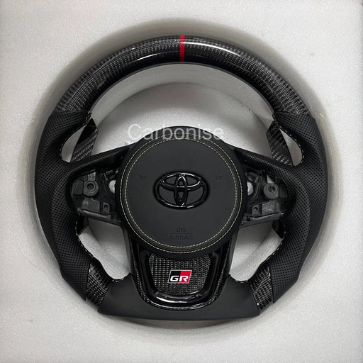 Supra Steering Wheel (Carbon Fiber+Perforated Leather)#13 by CARBONISE