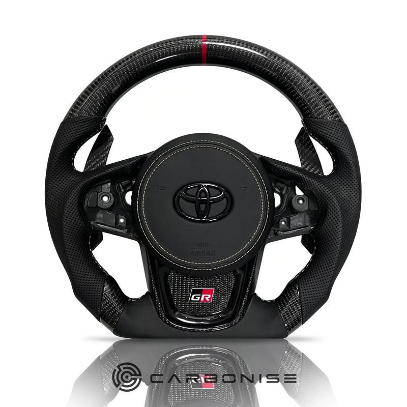 Supra Steering Wheel (Carbon Fiber+Perforated Leather)#13 by CARBONISE