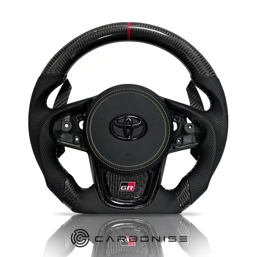 Supra Steering Wheel (Carbon Fiber+Perforated Leather)#13 by CARBONISE