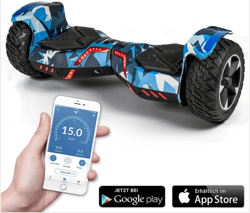 Kiwi eRide Kiwi eRide CHIC OFFROAD hoverboard CAMOUFLAGE BLUE with bluetooth speaker CHIC OFFROAD hoverboard CAMOUFLAGE BLUE with bluetooth speaker