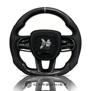 Dodge Steering Wheel(Carbon Fiber+Perforated Leather)#01 by CARBONISE