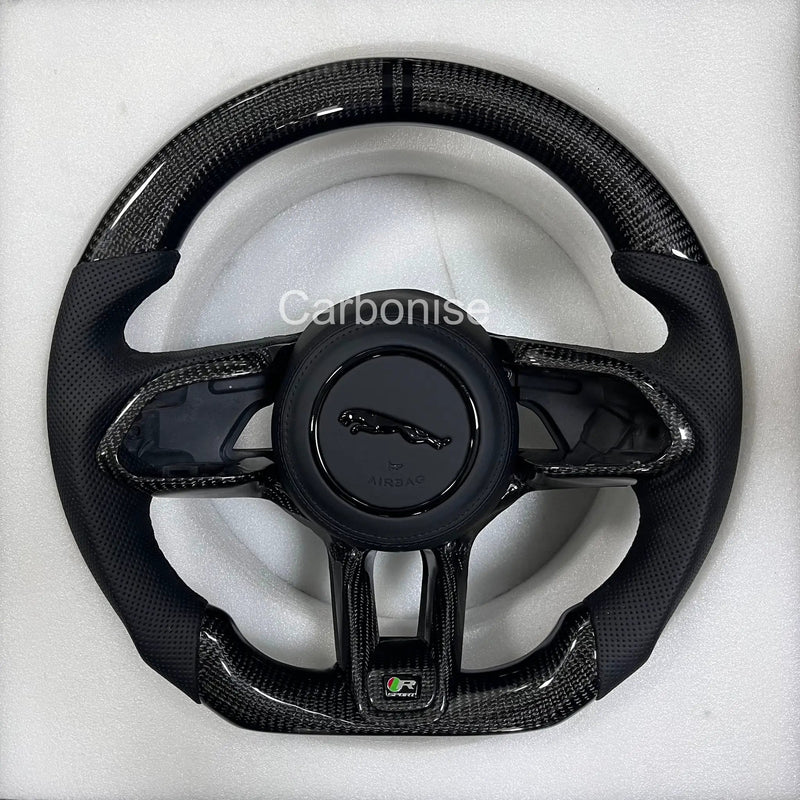 Jaguar Steering Wheel (Carbon Fiber+Perforated Leather)@4 by CARBONISE