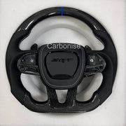 Dodge Steering Wheel(Carbon Fiber+Perforated Leather)#02 by CARBONISE