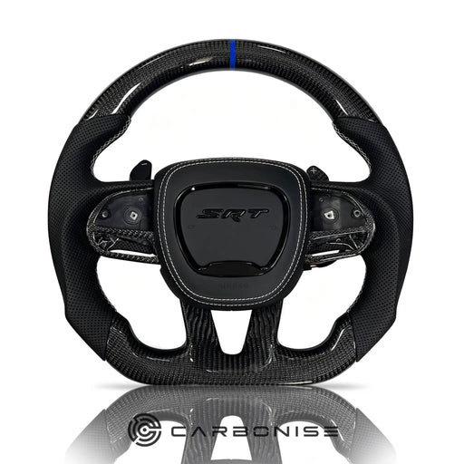 Dodge Steering Wheel(Carbon Fiber+Perforated Leather)#02 by CARBONISE