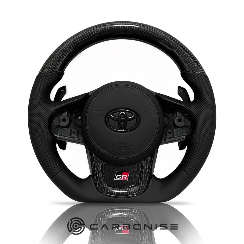 Supra Steering Wheel(Carbon Fiber+Perforated Leather)#09 by CARBONISE